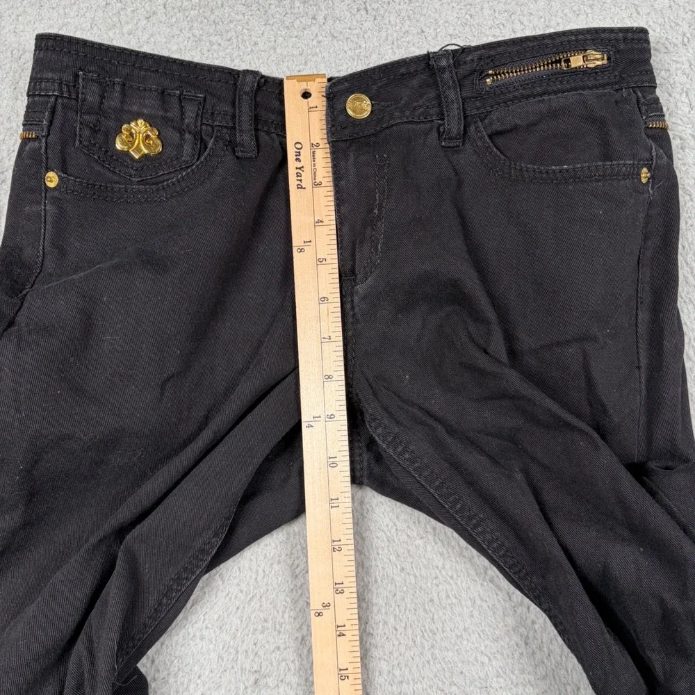 Dereon Womens Black Skinny Jeans Full Back Zipper Sz 9/10 Y2K Biker‎ Rocker Moto